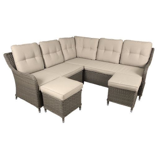 [DG72] Sealey Dellonda Chester Rattan Wicker Outdoor 5-Seater Corner So
