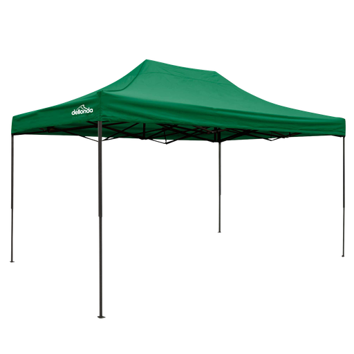[DG136] Dellonda Premium 3 x 4.5m Pop-Up Gazebo, Heavy Duty, PVC Coated, Water-Resistant Fabric, Supplied with Carry Bag, Rope, Stakes & Weight Bags - Dark Green Canopy