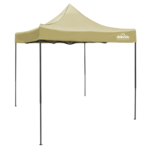 [DG126] Dellonda Premium 2x2m Pop-Up Gazebo, Heavy Duty, PVC Coated, Water-Resistant Fabric, Supplied with Carry Bag, Rope, Stakes & Weight Bags - Beige Canopy