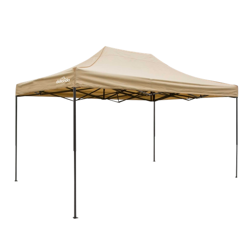 [DG134] Dellonda Premium 3 x 4.5m Pop-Up Gazebo, Heavy Duty, PVC Coated, Water-Resistant Fabric, Supplied with Carry Bag, Rope, Stakes & Weight Bags - Beige Canopy