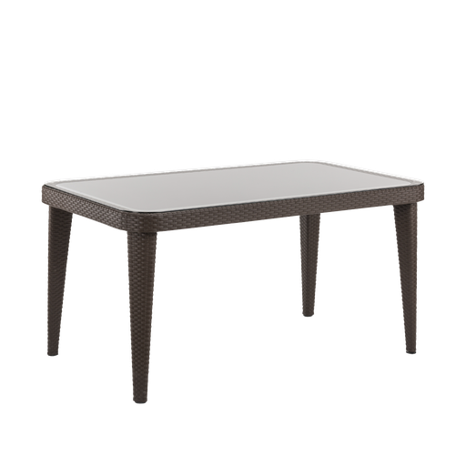 [DG206] Dellonda Weather-Resistant Polypropylene/Fibreglass Dining Table with Tempered Glass Top - Dark Brown