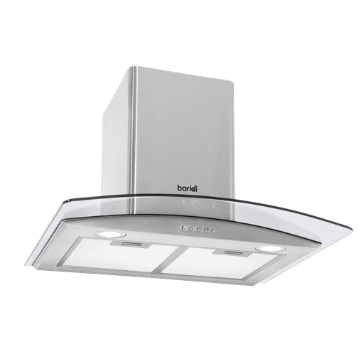 [DH128] Sealey Baridi Curved Glass Cooker Hood with Carbon Filters & LED Lights 60cm - Stainless Steel