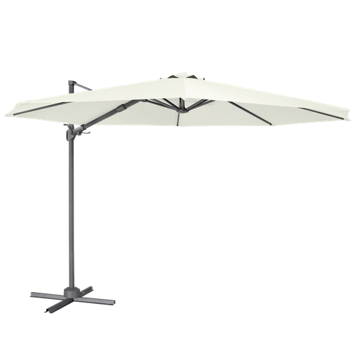 [DG268] Dellonda Cantilever Parasol with 360° Rotation, Tilt & Cover 3m - Cream