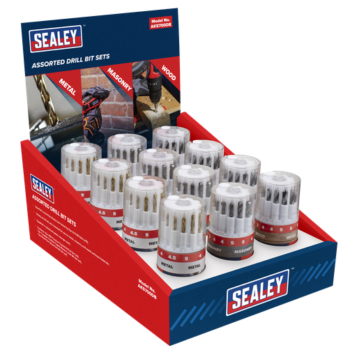 [AK5700DB] Sealey Assorted Drill Bit Sets - Display Box of 12