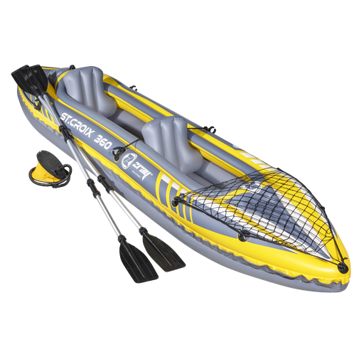 [DL155] Dellonda Inflatable 2-Person Kayak/Canoe Set with Pump, Carry Bag & 2 Oars - Blue/Yellow/White