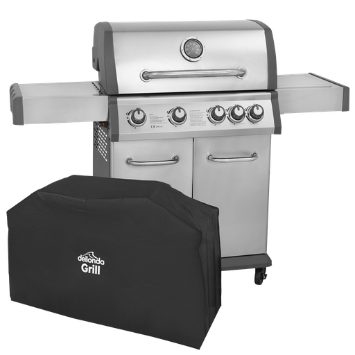 [DG231] Dellonda 4+1 Burner Deluxe Gas BBQ Grill with Piezo Ignition & Thermometer & Cover - Stainless Steel