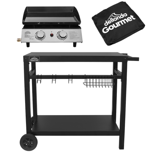[DG249] Dellonda 2 Burner Portable Gas Plancha, Cover & Trolley