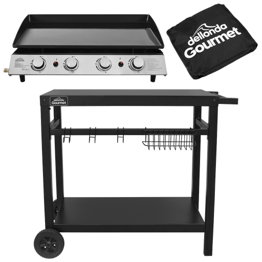 [DG251] Dellonda 4 Burner Portable Gas Plancha, Cover & Trolley