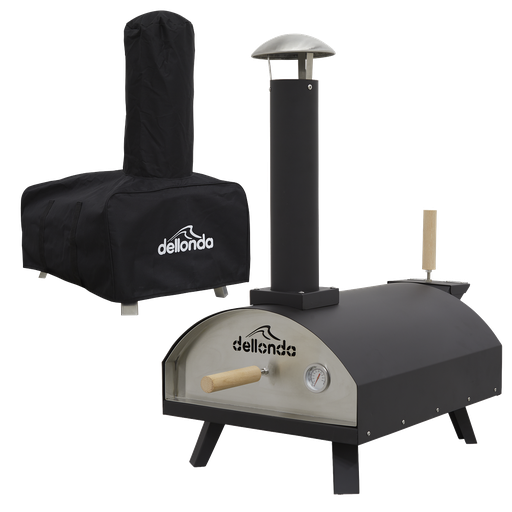 [DG218] Dellonda Wood-Fired Pizza Oven, Pizza Peel & Cover 14" - Black