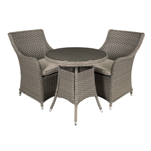[DG86] Dellonda Chester Rattan Wicker Outdoor Dining Set with Tempered Glass Tabletop 3pc