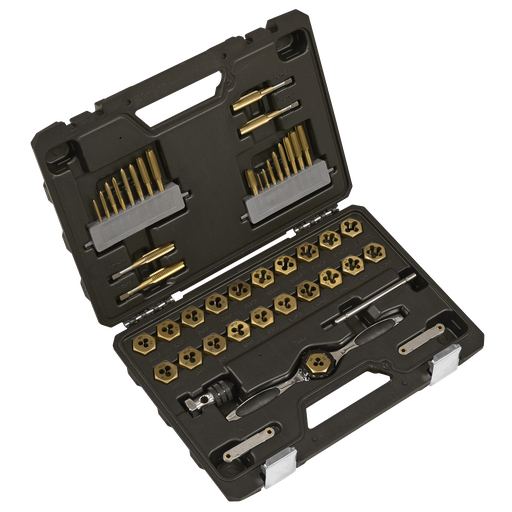 [AK3046] Sealey Premier Metric & SAE/Imperial Titanium Coated Hexagonal Tap & Die Set 46pc