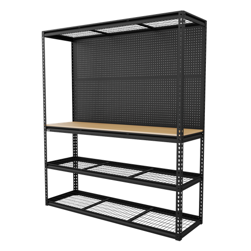 [APMWB1] Heavy-Duty Modular Workbench with Racking & Pegboard 1820mm 300kg Capacity Per Level