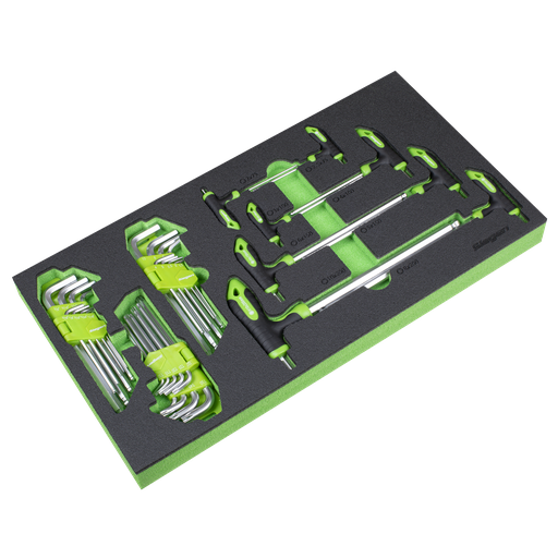 [S01280] Siegen T-Handle & Standard Hex/TRX-Star* Key Set with Tool Tray 35pc