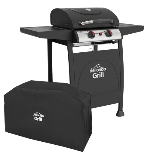 [DG227] Dellonda 2 Burner Gas BBQ Grill with Piezo Ignition, Thermometer & Cover