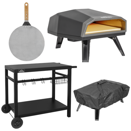 [DG262] Dellonda Gas Pizza Oven with Water-Resistant Cover/Carry Bag, 12" Pizza Peel & Plancha Trolley