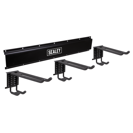 [APHKIT10] Sealey Wall Mounting Storage Rail with 3 Dual Hooks