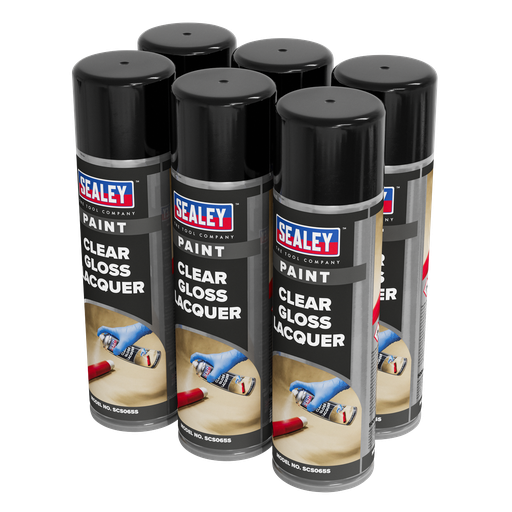 [SCS065] Sealey Gloss Lacquer 500ml, Clear - Pack of 6