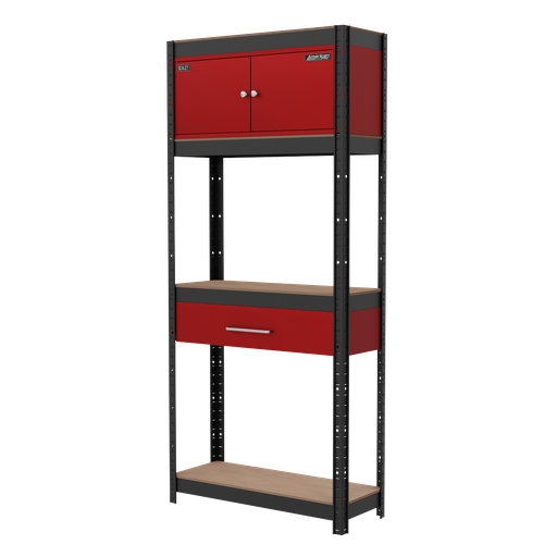 [AP830R] Shelving Unit 4-Tier with Cupboard & Drawer
