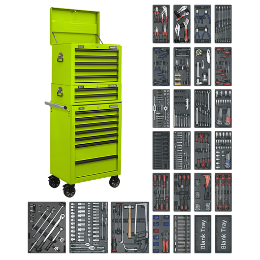 [SPTHVCOMBO1] Sealey Superline PRO® Tool Chest Combination 14 Drawer with 1179pc Tool Kit - Green
