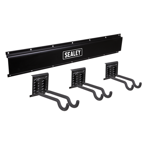 [APHKIT11] Sealey Wall Mounting Storage Rail with Sports Equipment Hooks