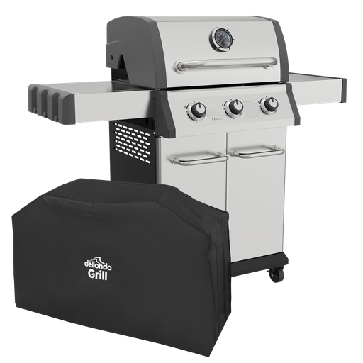 [DG230] Dellonda 3 Burner Deluxe Gas BBQ Grill with Piezo Ignition & Thermometer & Cover - Stainless Steel