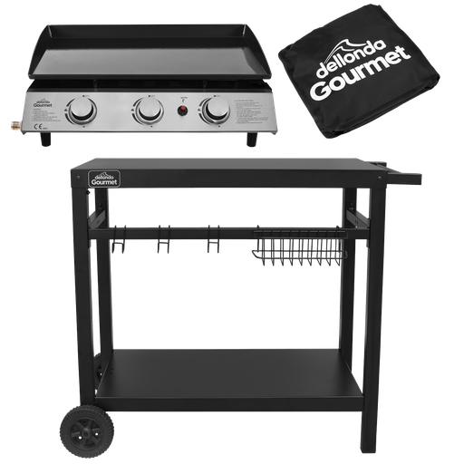 [DG250] Sealey Dellonda 3 Burner Portable Gas Plancha, Cover & Trolley