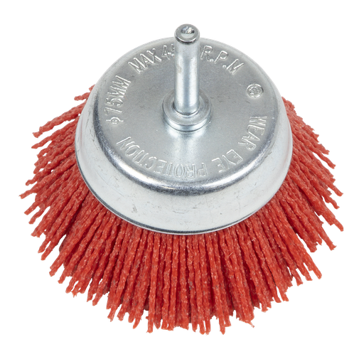 [NFB75] Sealey 75mm Nylon Filament Cup Brush with 6mm Shaft