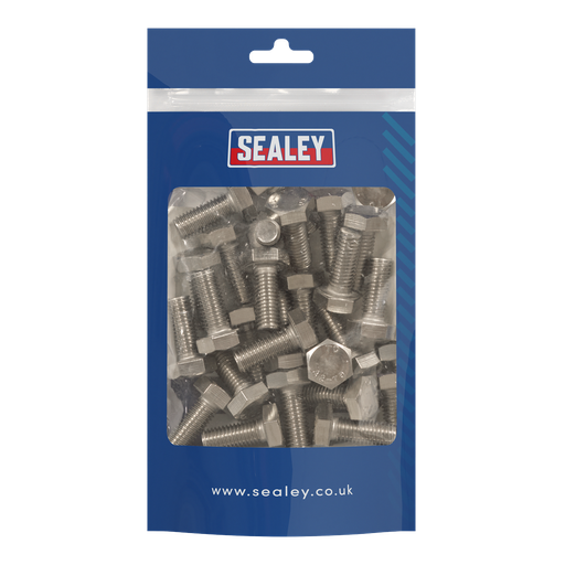 [S1025] Sealey Stainless Steel Hex Head Set Screw M10 X 25 A2, DIN 933 - Pack of 25